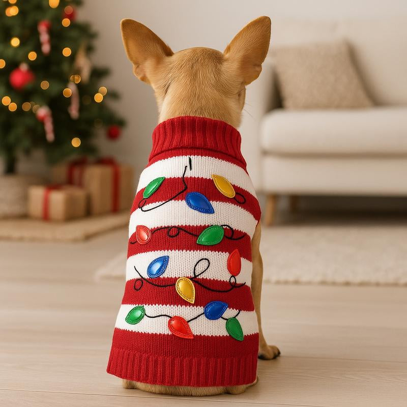 Christmas Plaid Pet Sweater, Soft Warm Fabric for Small Dogs & Cats, Festive Winter Apparel, Cozy Holiday Pet Clothes