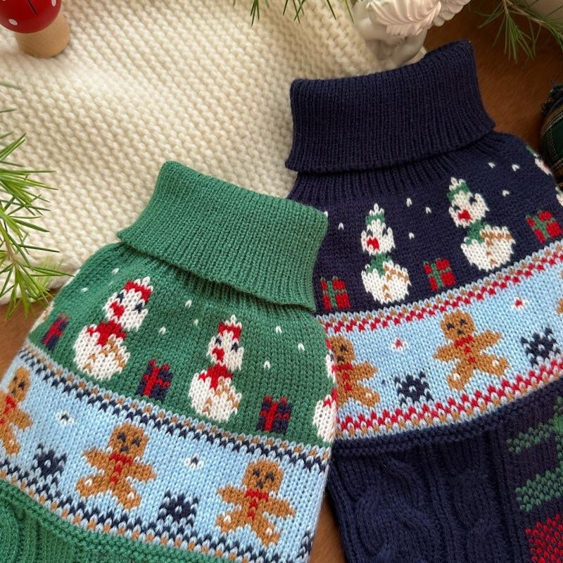 Snowman Gingerbread Man Pet Sweater Small Dog Clothes Small Dog Cat Autumn and Winter Festival Supplies Christmas