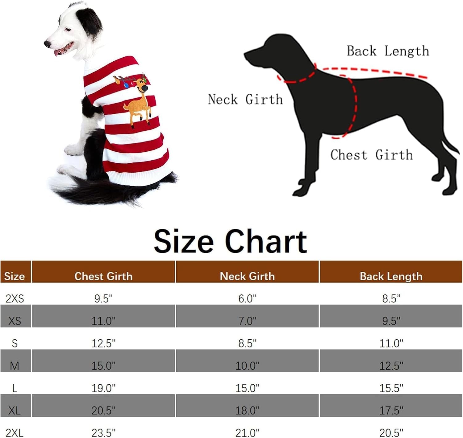 Dog Sweater Pet Christmas Elk Bells Sweaters Halloween Reindeer for Small Dog and Cat (L, Red)