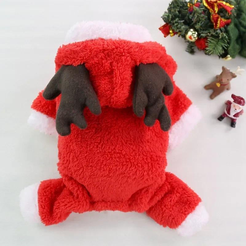 Christmas Dog Clothes Pet Clothes for Small Medium Dogs Winter Warm Elk Santa Claus Dog Cat Coat Hoodies Dogs Christmas Clothing