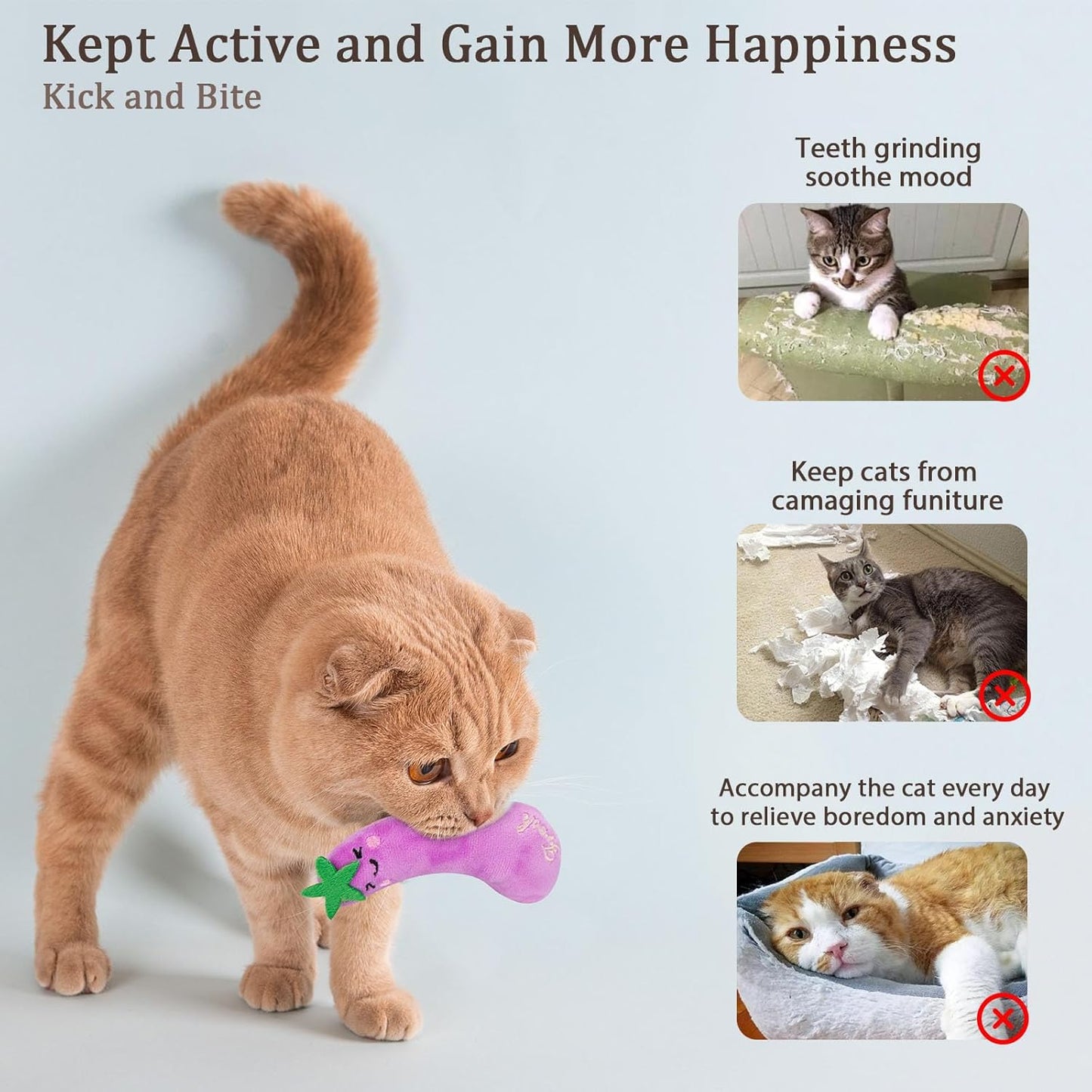 Catnip Cat Toys for Cats, Vegetable Shape 5Pcs, Interactive Cat Nip Toy for Indoor Kitten Kitty Chew Kicker Exercise