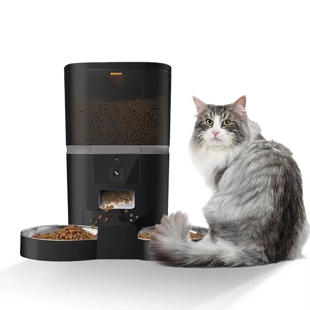 4L Automatic Smart Cat Pet Feeder for 2 Small Animals Food Dispenser Dog Feeding with Camera Voice Video Recording Food Bowl