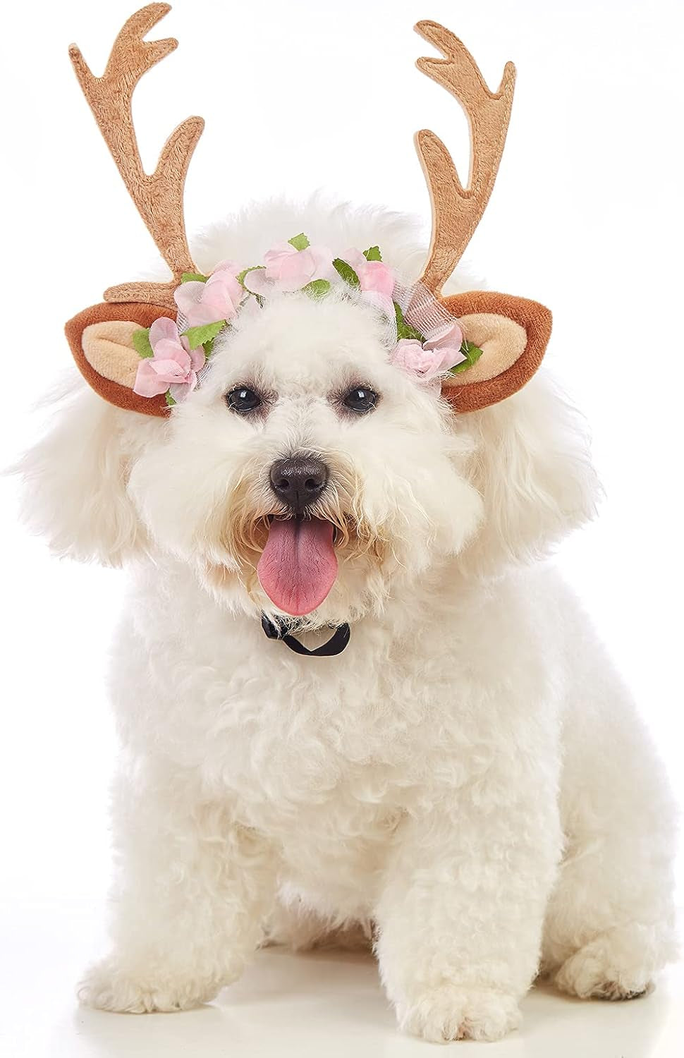 Pet Christmas Costume Hat Merry Christmas Dog Antlers Headbands Elastic Band Adjustable Reindeer Cap Hair Headwear Deer Accessories (Medium)