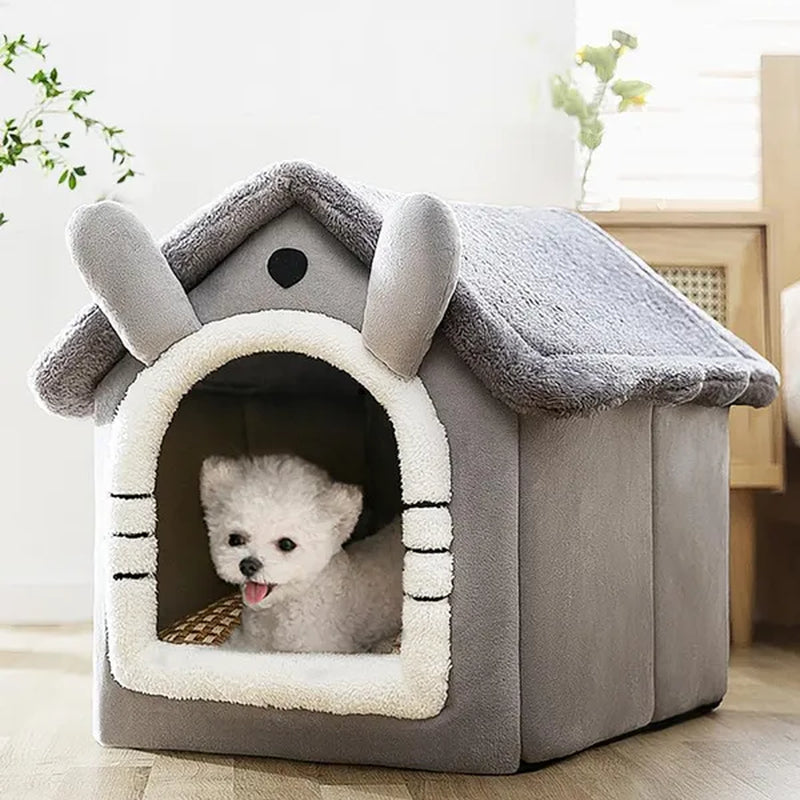 Cat Pet Dog Warm House Cave Beds for Indoor Cats Cozy Wool Igloo Nest Kennel S/M/L