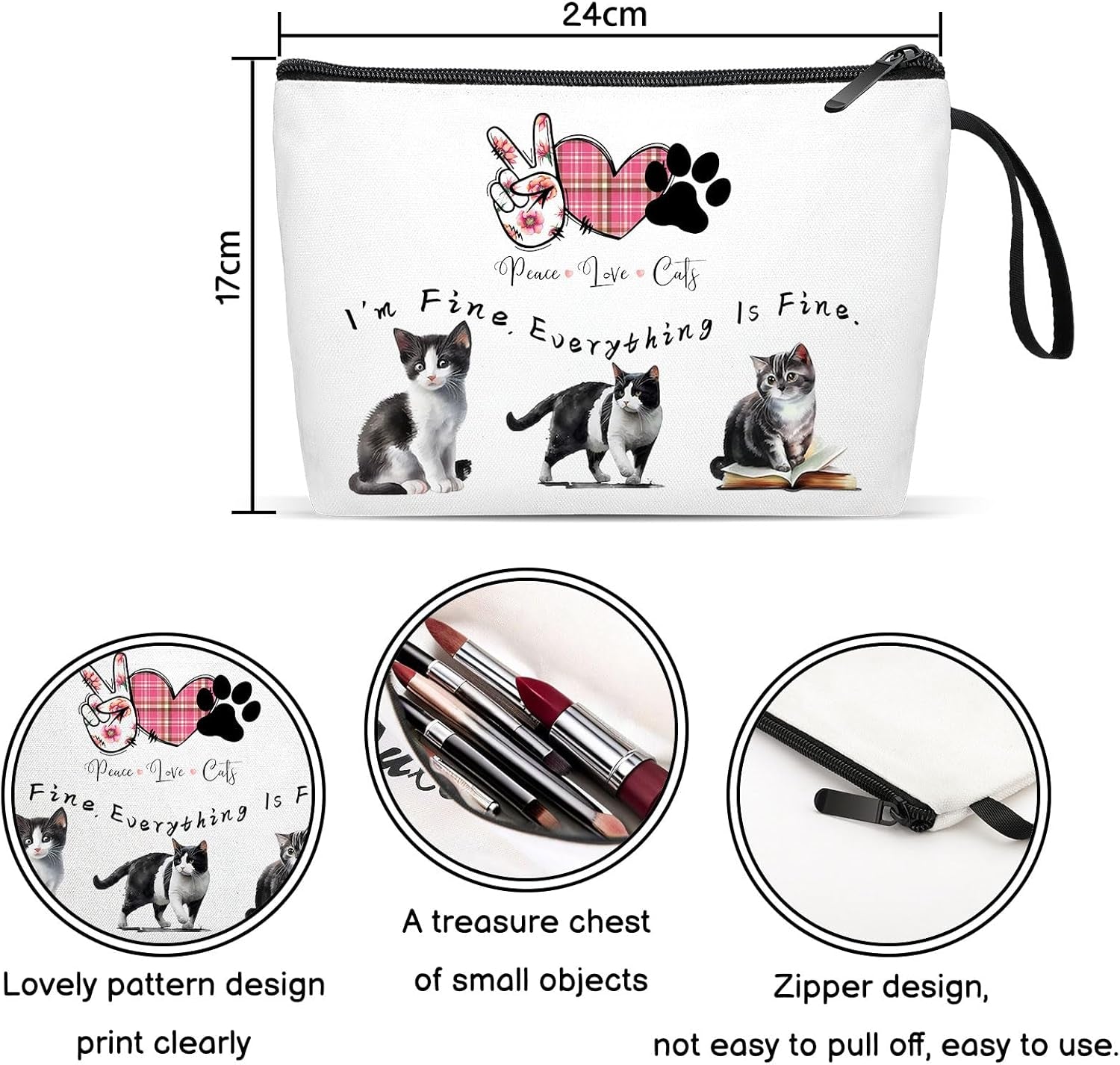 Cute Cat Makeup Bag for Women Cat Gifts for Cat Lover Cat Mom Gifts for Women Cat Lover Gifts for Women (Cute Cat Makeup Bag)