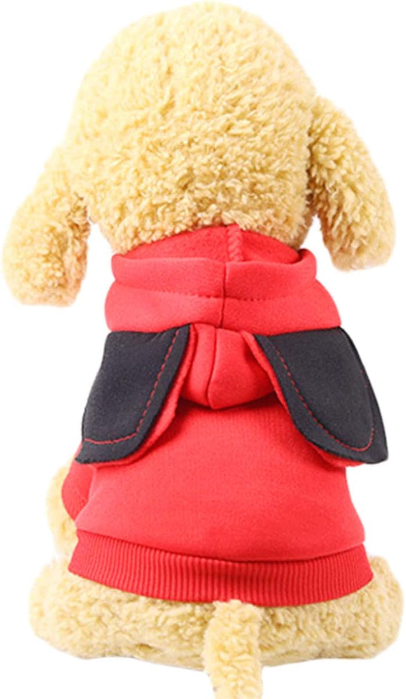 Pet Dog Hooded Clothes Apparel Puppy Cat Warm Hoodies Coat Sweater for Small Dogs with Cute Hat, Red, XXL