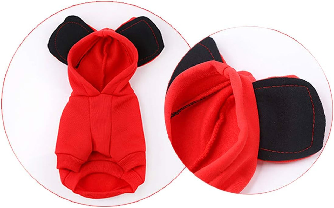 Pet Dog Hooded Clothes Apparel Puppy Cat Warm Hoodies Coat Sweater for Small Dogs with Cute Hat, Red, XXL
