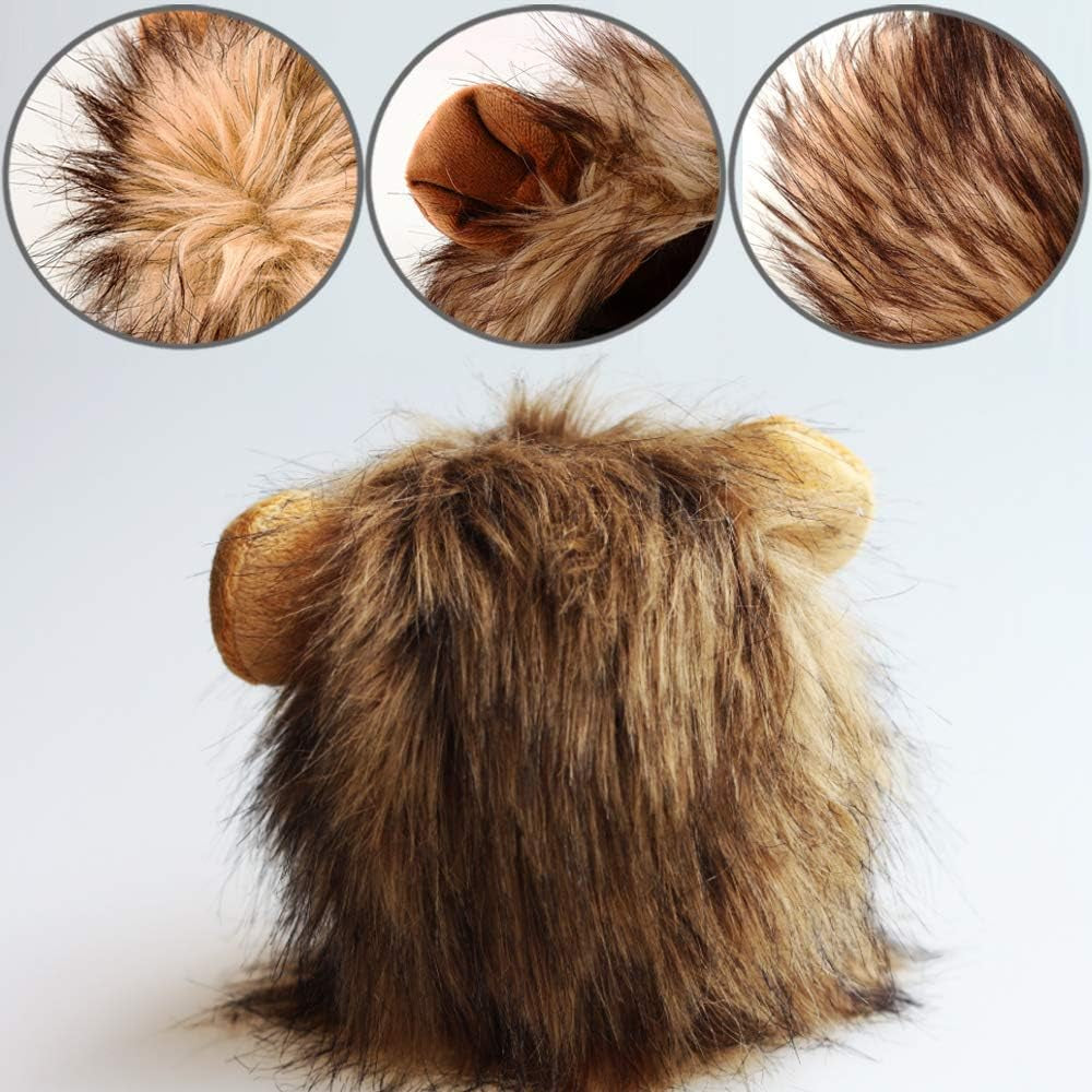 Cat Wigs Lion Mane Wig with Ears- Fancy Costume Hair Lion Hat for Halloween and Cosplay Party (S)