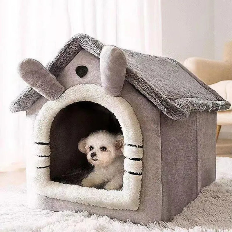 Cat Pet Dog Warm House Cave Beds for Indoor Cats Cozy Wool Igloo Nest Kennel S/M/L