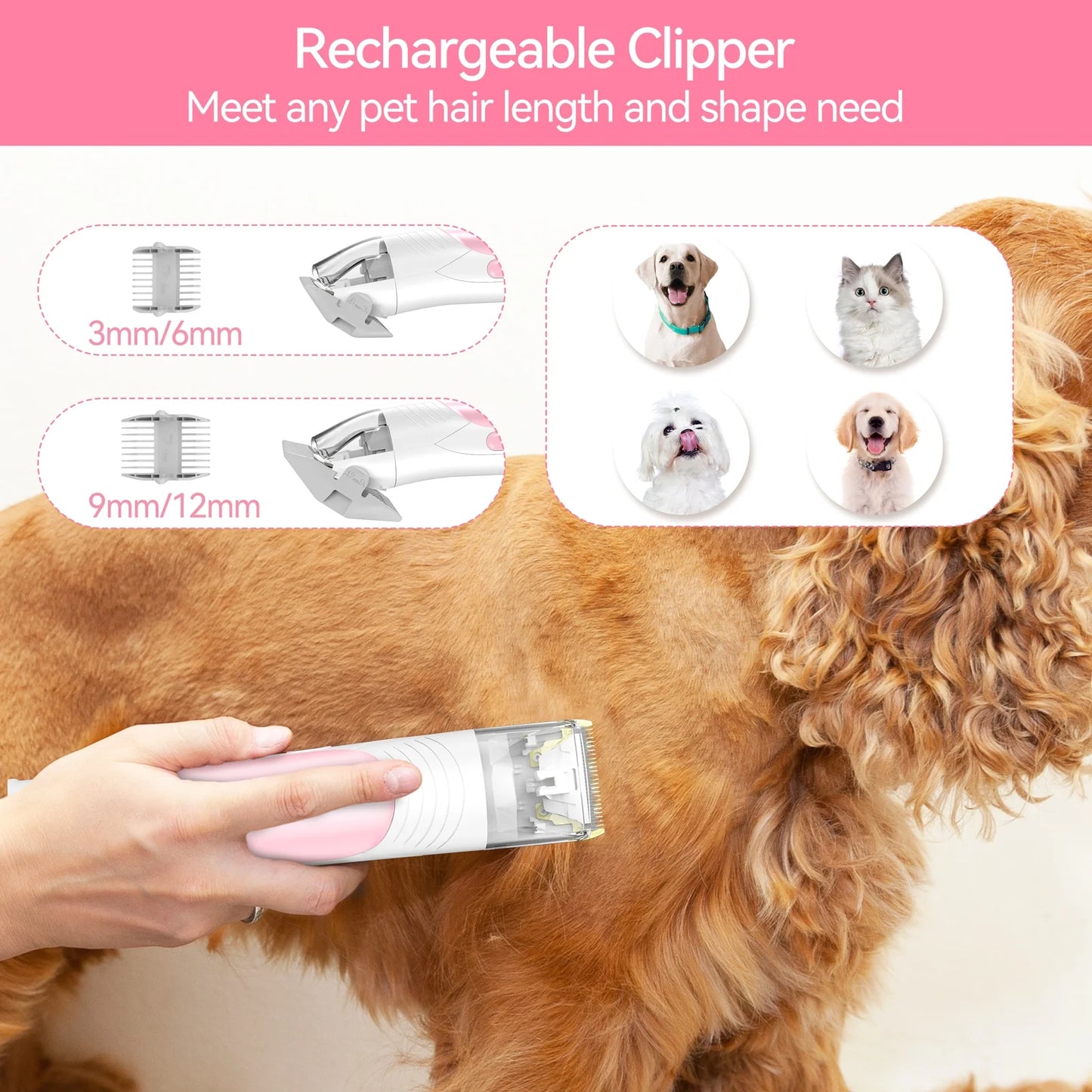 Grooming Vaccum, 4.5L Large Capacity Pet Grooming Kit & 5-In-1 Ultra-Low Noise Pet Grooming Vacu for Dog, Cat