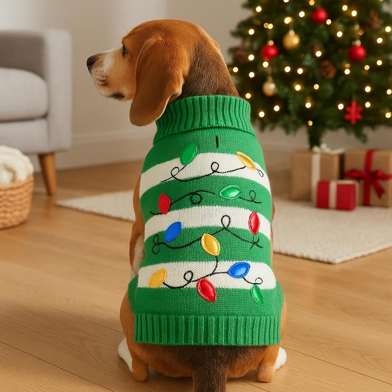 Christmas Plaid Pet Sweater, Soft Warm Fabric for Small Dogs & Cats, Festive Winter Apparel, Cozy Holiday Pet Clothes