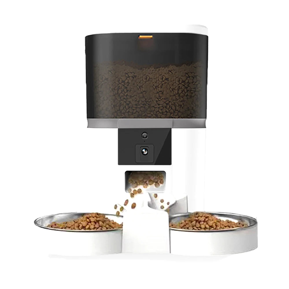 4L with HD Camera Automatic Pet Feeder Cat and Dog Food Automatic Dispenser Suitable for Two Pet Cat and Dog Feeding Remote Feed