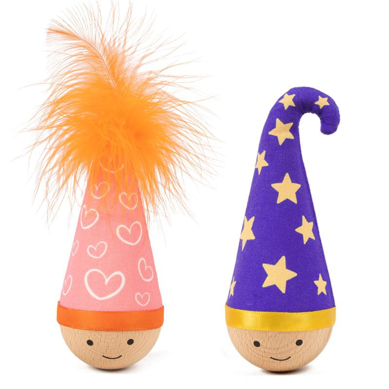 Lulus Self-Balancing Wobble Toy 1Pcs Cats Scratch-Resistant and Bite-Resistant Natural Wood Built-In Catnip Feather on Top Interactive Kitty Toys