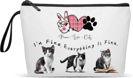 Cute Cat Makeup Bag for Women Cat Gifts for Cat Lover Cat Mom Gifts for Women Cat Lover Gifts for Women (Cute Cat Makeup Bag)