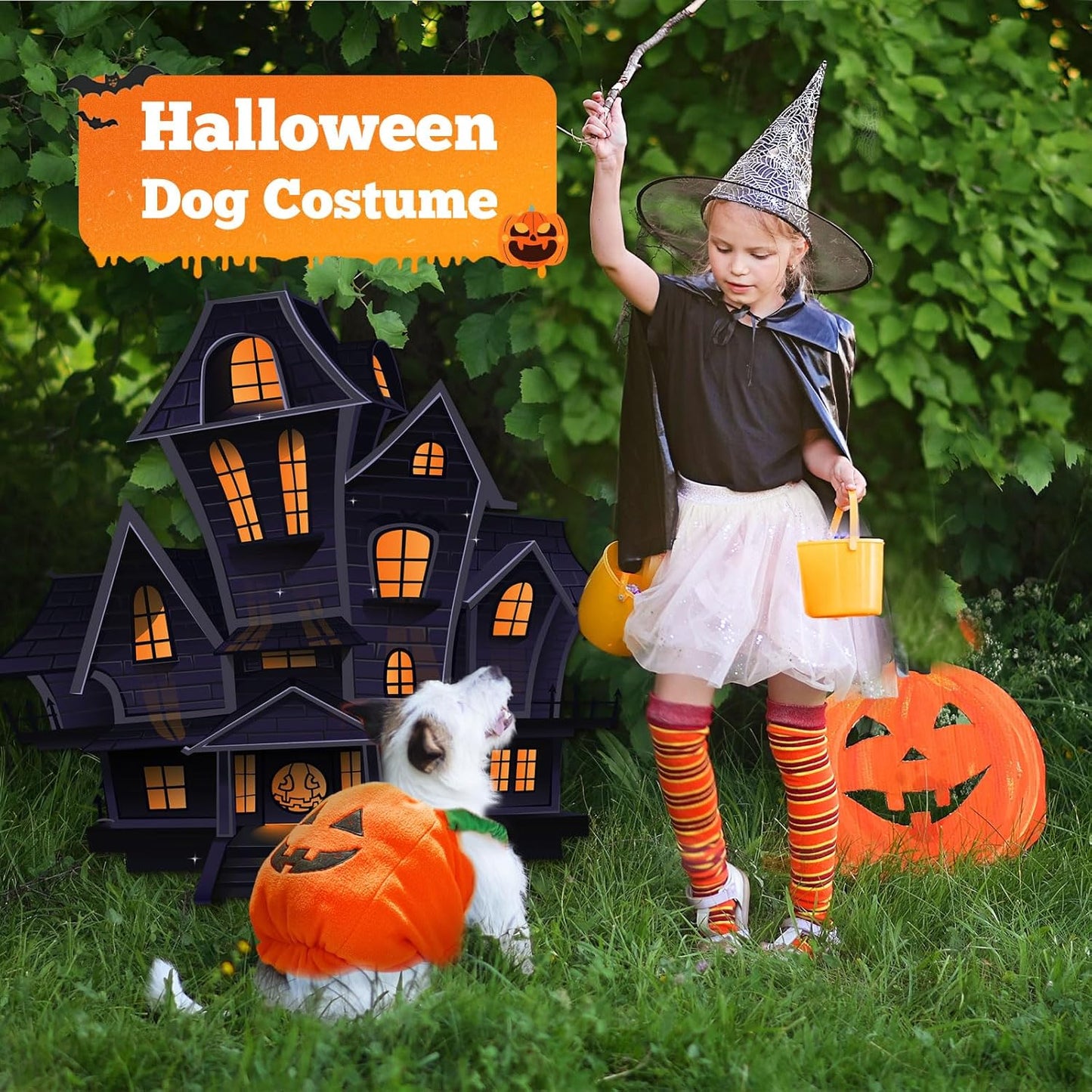 Funny Pumpkin Dog Halloween Costume Pet Dog Cat Thick Plush Pumpkin Decoration Shirt Clothes for Small Medium Dogs Cats Puppy Cute Halloween Party Cosplay Dress up Outfits