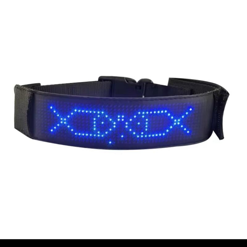 DOGDISPLAY Custom LED Dog Collar - Personalize Messages for Clear Communication & Instant Presence - Ideal for Dog Parks & Night Walks