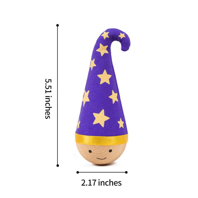 Lulus Self-Balancing Wobble Toy 1Pcs Cats Scratch-Resistant and Bite-Resistant Natural Wood Built-In Catnip Feather on Top Interactive Kitty Toys