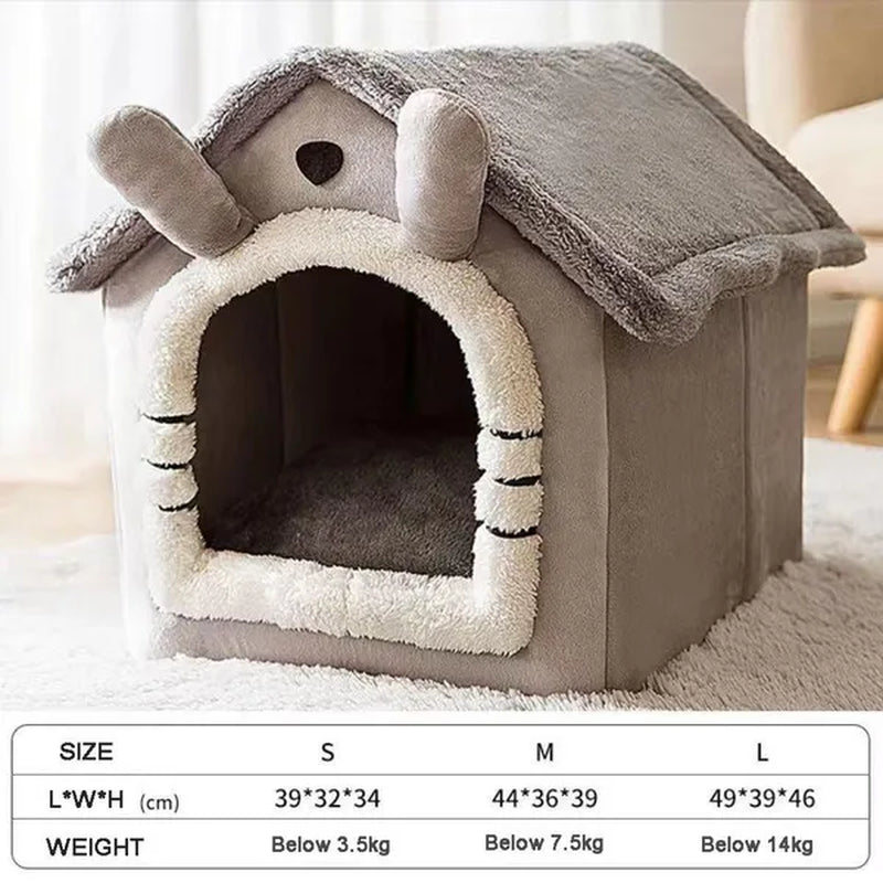 Cat Pet Dog Warm House Cave Beds for Indoor Cats Cozy Wool Igloo Nest Kennel S/M/L